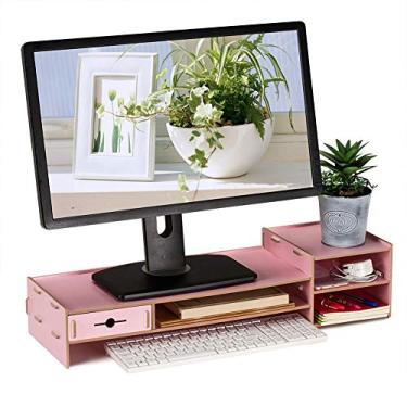 Imagem de Suporte para laptop, organizador de mesa para trabalho pesado e design moderno simples, para mesa de família de estudo de escritório(Cor de rosa)