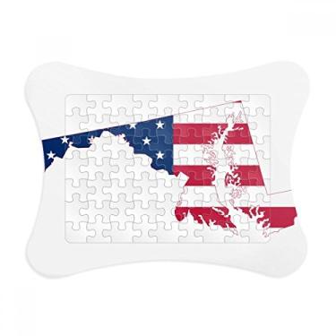 Imagem de Maryland USA Mapa Estrelas Listras Bandeira Formato Moldura de quebra-cabeça Decoração de Imagem Enfeite de Jogo Quebra-cabeça