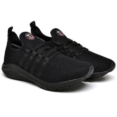 Imagem de Tênis Esportivo Masculino Caminhada Academia Feminino Esporte Leve Unissex Casual Sapatos Corrida Confortável Racer (Preto, BR, Adulto, Numérico, 39)