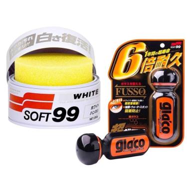 Imagem de Cera Soft 99 White Cleaner 350g + Cristalizador de Vidros Ultra Glaco Fusso 70ml
