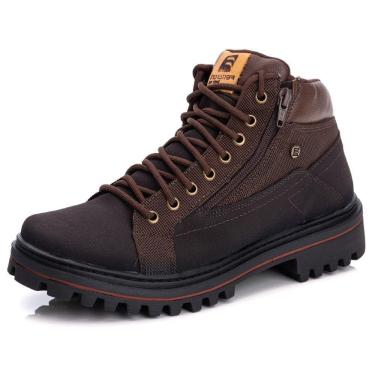 Imagem de Bota Coturno Masculina Cano Curto Solado Borracha Resistente Trilha Fechamento Ziper Pa...