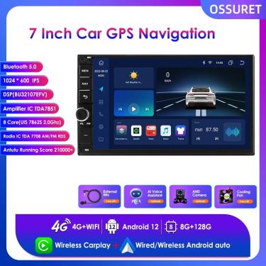 Imagem de Octa Core Carplay Android 12 2 Din Rádio Do Carro Multimídia Video Player Universal Auto Estéreo GPS
