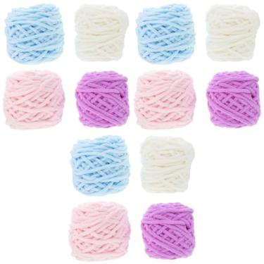 Imagem de TEHAUX 12 Rolos bordado fio de camiseta lã de tricô fios de lã DIY gadgets fio de crochê fio de lenço de tricô fios de algodão chapéu fios de tricô artesanato corda de algodão suprimentos