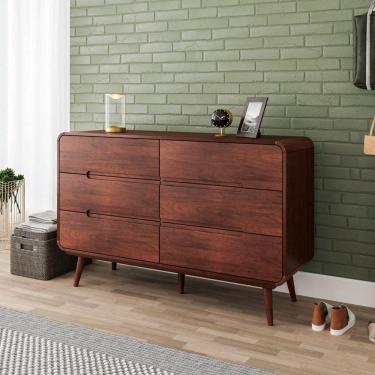 Imagem de Cômoda 6 Gavetas Madeira Maciça Kairos Castanho