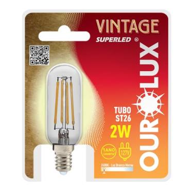 Imagem de Lâmpada Vintage SUPERLED Tubo E14 2W 127V 2400K OUROLUX