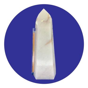 Imagem de Ponta Quartzo Leitoso Pedra Natural Tam G 19cm 920g Classe C