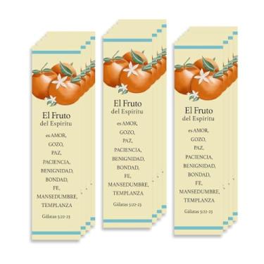 Imagem de Marcador de livro cristão espanhol com versículo da Bíblia (Gálatas 5:22-23); Fruit of The Spirit Marcador Espanhol | Fruto del Espiritu Marcador en Español (pacote com 12)