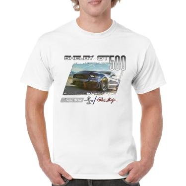 Imagem de Camiseta masculina 2022 Shelby GT500 Signature Mustang Racing Cobra GT 500 Muscle Car Performance Powered by Ford, Branco, P