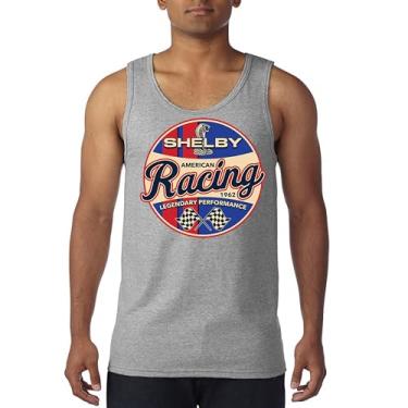 Imagem de Camiseta regata Shelby Racing 1962 American Muscle Car Mustang Cobra GT500 GT350 Performance Powered by Ford masculina, Cinza, P