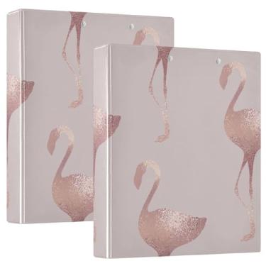 Imagem de Fichários de caderno de anéis redondos de 2,5 cm e meia polegada com prancheta, pacote de 1/2 fichário para estudantes universitários, 200 folhas, flamingo, esperança, ouro rosa, elegante