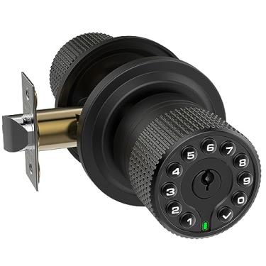 Imagem de iulock Teclado e chave Smart Door Lock, 50 códigos de usuário, à prova d'água, bloqueio automático - preto fosco