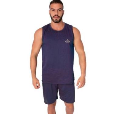 Imagem de Pijama Masculino Regata Vekyo Malha Lisa Verão Roupa Para Domir Linha Noite-Masculino