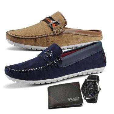 Imagem de Mocassim e Mule Masculino Original  Kit 2 Pares LA FAIRE  - Azul e Caramelo-Masculino