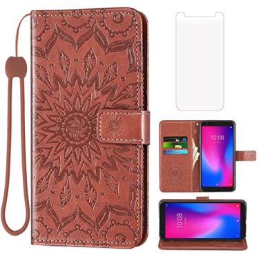 Imagem de Asuwish Capa de telefone para ZTE Avid 579 / ZTE Blade A3 2020 Capa carteira com protetor de tela de vidro temperado e couro de girassol capa flip fina suporte para cartão acessórios de celular