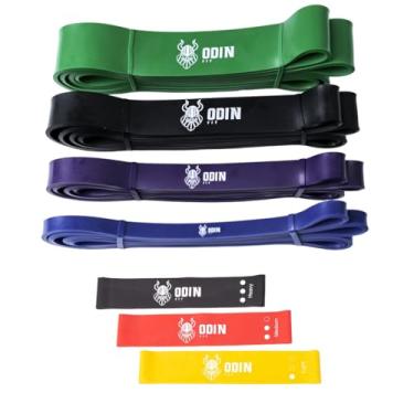 Imagem de Kit Mini Band com 3 Intensidades + Super Band El?stica com 4 Intensidades Exerc?cio Extensor Odin Fit