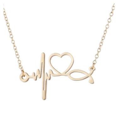 Imagem de Colar de pulso de batimento cardíaco eletrocardiograma joia de amamentação para enfermeira médica coração linha vida pingente joia presente, Zinco, Sem Pedra Preciosa