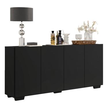 Imagem de Aparador Buffet 4 Portas Com Pés Quadrados Veneza Multimóveis V3557 Preto Preto