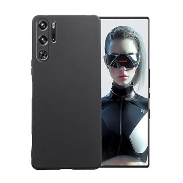 Imagem de WDMYLFTW Capa de silicone para ZTE nubia Red Magic 9S Pro, capa protetora de corpo inteiro com toque macio e sedoso, à prova de choque com forro de microfibra (preto)