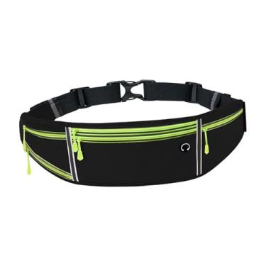 Imagem de Amagogo Pacote de cintura para cinto de corrida com suporte para garrafa de água para homens e mulheres bolsa de cintura pochete, Preto Verde