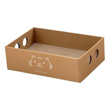 Imagem de Ioensy Caixa de arranhador para gatos, almofada para arranhar gatos, papelão grande para arranhar gatos, casa de papelão para gatos internos para moer patas, estilo a