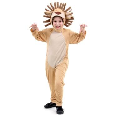 Imagem de Fantasia de Leão Infantil 3 a 8 anos Longa com Capuz e Juba Sulamericana (M 4 anos)
