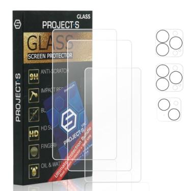 Imagem de Project-S Protetor de tela de vidro para iPhone 15 Family com garantia de substituição vitalícia – 3 protetores de tela (2 x 6,7, 1x 6,1) + 3 protetores de lente (2 triplos, 1 lente dupla) + 1x mês de