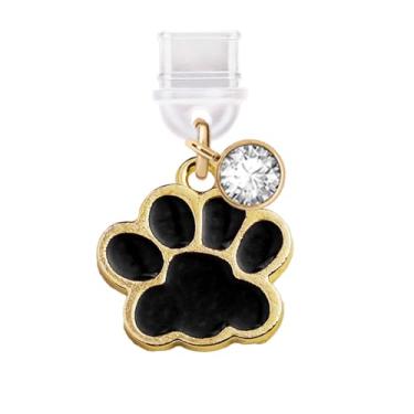 Imagem de ELISE & FONDA TP409 Tipo-C porta de carregamento USB plugue antipoeira pequeno gato pata pingente de telefone celular para iPhone 15/Samsung/OnePlus/Xiaomi/oppo telefones Android (preto), approx.1.6