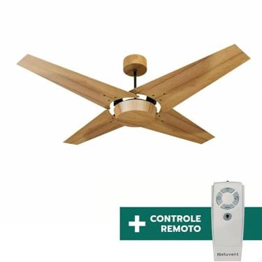 Imagem de Ventilador de Teto Com Controle Remoto Natuvent Callis No Light 3 Pás Madeira Teca (220, Volts)