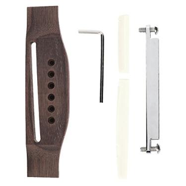 Imagem de Ponte de guitarra acústica, ponte de guitarra de jacarandá com porca de sela, kit de reparo de eixo ajustável para guitarra acústica folk 6 cordas ponte de guitarra acústica ajustável ponte de guitarra acústica