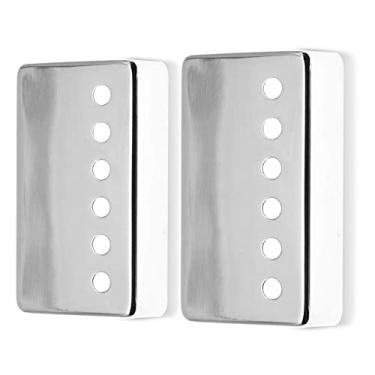 Imagem de Cheerock Capa Humbucker para guitarra cromada Humbucker captador 50/52 mm serve para a maioria dos Epiphone Les Paul, 2 peças (prata)