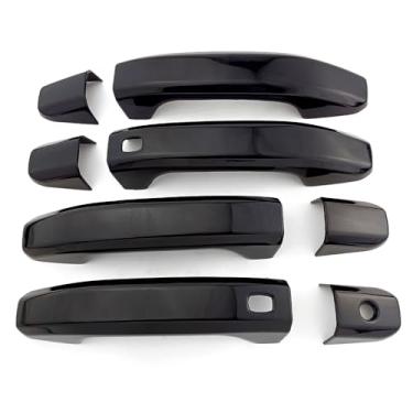 Imagem de Dakitita Acabamento da tampa da maçaneta externa preta brilhante para Chevrolet Chevy Silverado 2014-2024 para GMC Sierra 1500 2500 3500 acessórios decoração (com orifícios para chaves inteligentes)