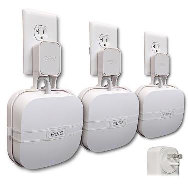 Imagem de Suporte de tomada de parede eero Pro Genie para eero Pro 6 e 6E (pacote com 3) | Perfil mais baixo | Acesso aberto | Várias opções de instalação | Suporte reforçado | Saídas horizontais