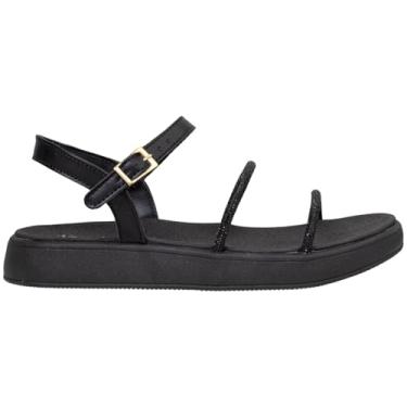 Imagem de Sandalia Feminina Flatform Papete Strass Confortável Dia a Dia Estilosa Via Angel 7505 (Preto, BR, Adulto, Numérico, 34)