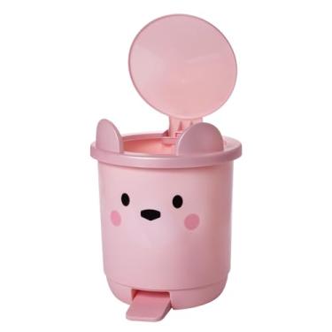 Imagem de Lixeira Infantil Lúdica com tampa fixa e pedal 6,5L Rosa Plasútil