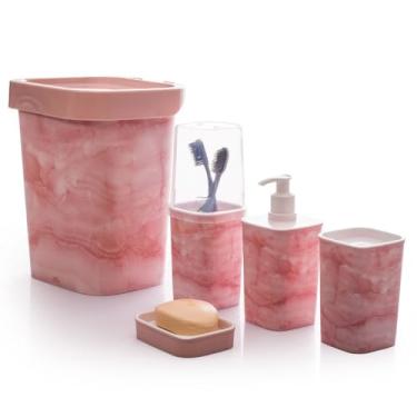 Imagem de Kit para Banheiro Quadrado Mármore 5 Peças, Plasútil