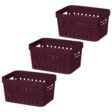Imagem de Kit 3 Cestos Organizador s/ Tampa Trama Rattan 2L Usual - Usual Utilid