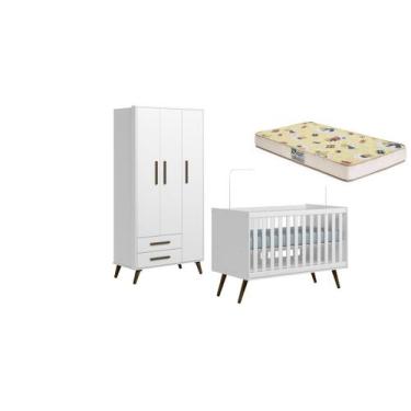Imagem de Quarto de Bebê Guarda Roupa e Berço Mini Cama com Colchão Q Encanto Re