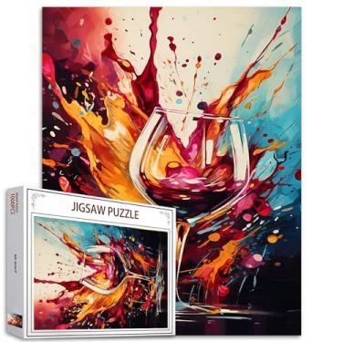 Imagem de Quebra-cabeças abstratos para copo de vinho, 1000 peças para adultos, famílias (bebidas alcoólicas, vinho tinto), peças se encaixam perfeitamente 40 x 70 cm, presente de arte de quebra-cabeça mágico