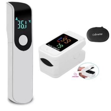 Imagem de Kit Enfermagem Termômetro Infravermelho Testa + Oxímetro Adulto E Pedi