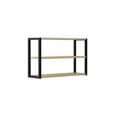 Imagem de Estante de Parede Industrial Decor com 3 Prateleiras Nogueira/Preto 40x60cm Estilo Indu...