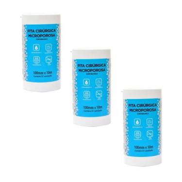 Imagem de Kit 3 Fita Microporosa Hipoalérgica 100mm x 10m - Ciex