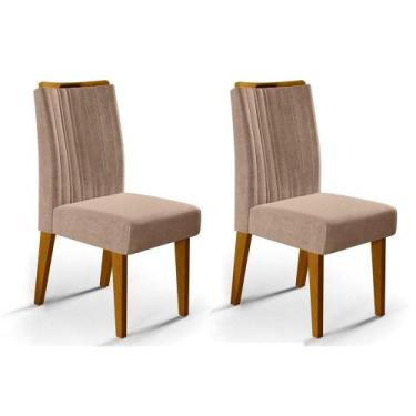 Imagem de Kit 2 Cadeiras Sala Jantar Isis 2 Un Ipê/Veludo Kraft - DJ Móveis