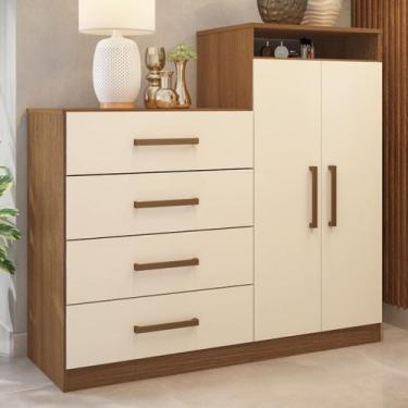 Imagem de Cômoda Áurea 2 Portas 4 Gavetas 1,20 m - Comoda para Quarto - Demobile