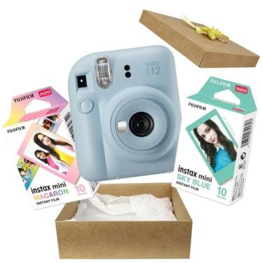 Imagem de Kit Presente Câmera Instax Mini 12 Com Filme 10 Macaron + Filme 10 Sky