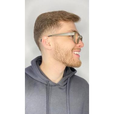 Imagem de Armação Óculos Grau Quadrada Masculino Eduardo Bege - Palas Eyewear