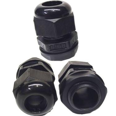 Imagem de Kit 5 Prensa Cabo BSP 3/8 Nylon com Vedação IP68 Fio Preto - 3MAJ