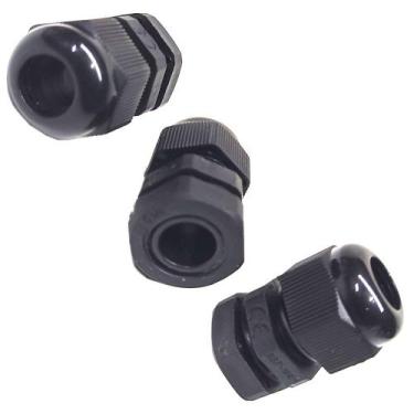 Imagem de Kit 5 Prensa Cabo BSP 1/4 Nylon com Vedação IP68 Fio Preto - 3MAJ