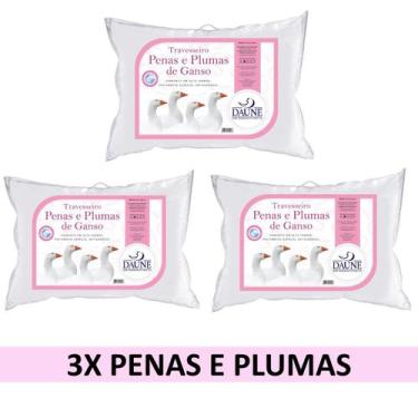 Imagem de Kit 3 Travesseiro 95% Pena Ganso E 5% Pluma Ganso - 50x70 - Daune