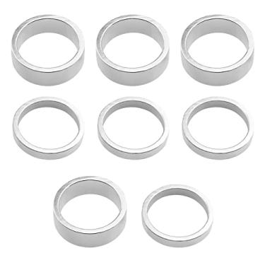 Imagem de ECSiNG Espaçador de haste de cabeça de substituição de 8 peças espaçador de tubo de cabeça de liga de alumínio arruela de fone de ouvido acessórios de bicicleta compatíveis com garfo de haste frontal