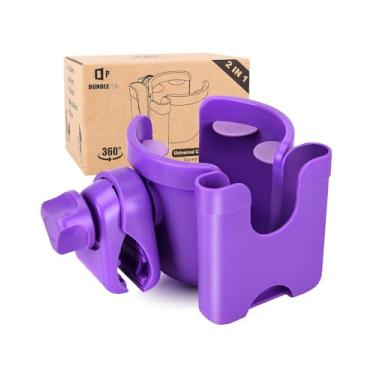 Imagem de Suporte universal de copo para carrinho de bebê com capa de celular, rack de armazenamento 2 em 1, suporte de bebida de rotação de 360 graus para bicicleta, carrinho de bebê, cadeira de rodas,